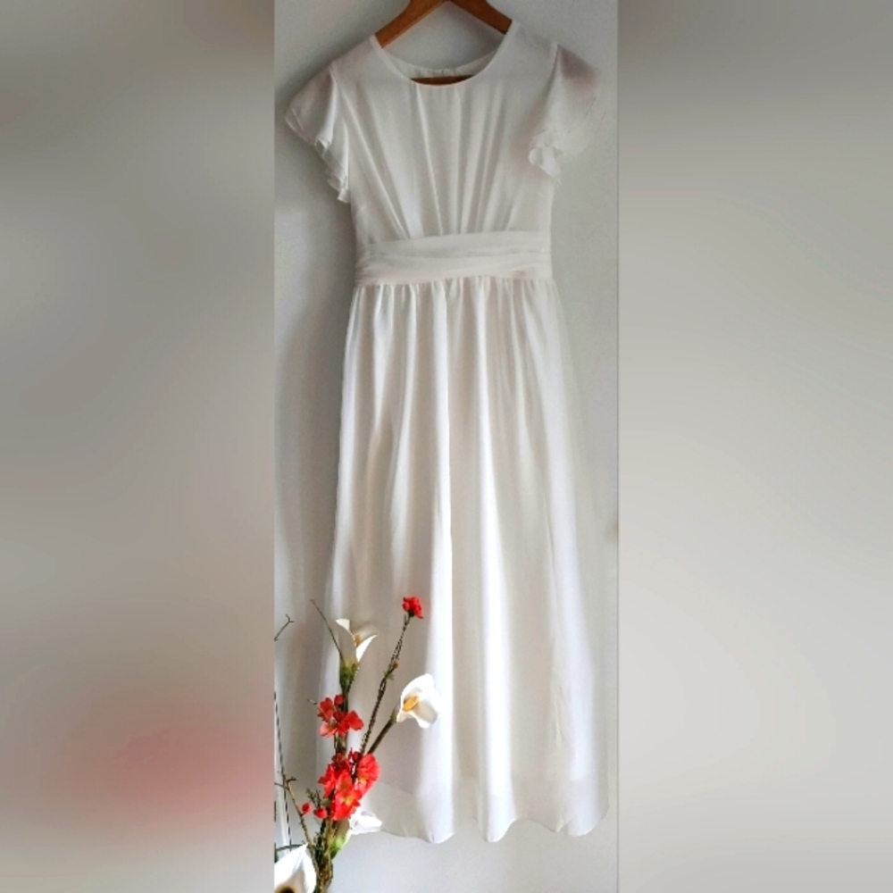 Happy Rose size 14 teen white long dress